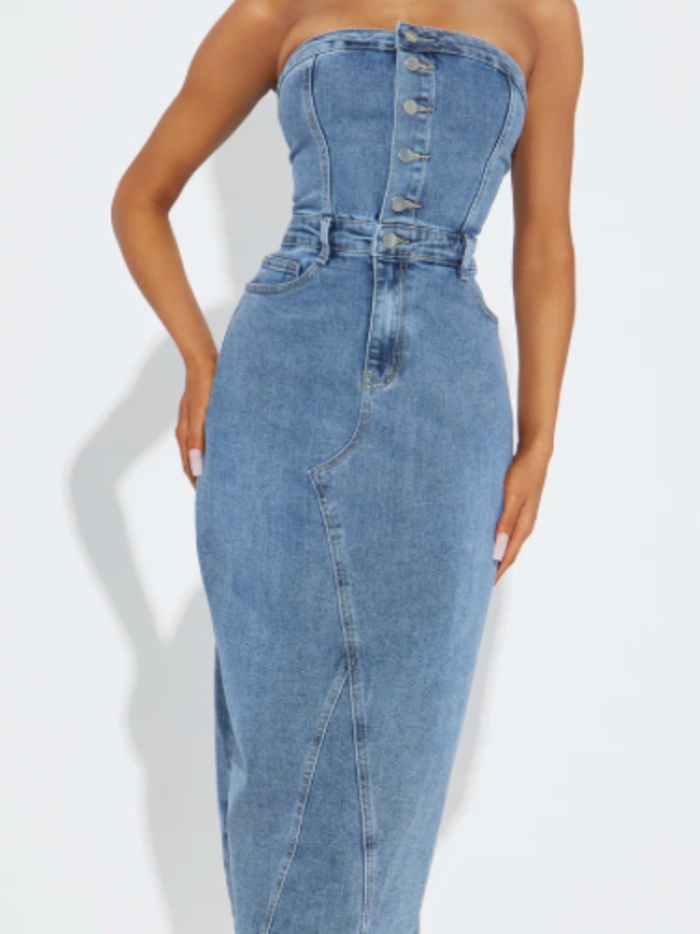 Fashion Nova Christa Denim Maxi Dress